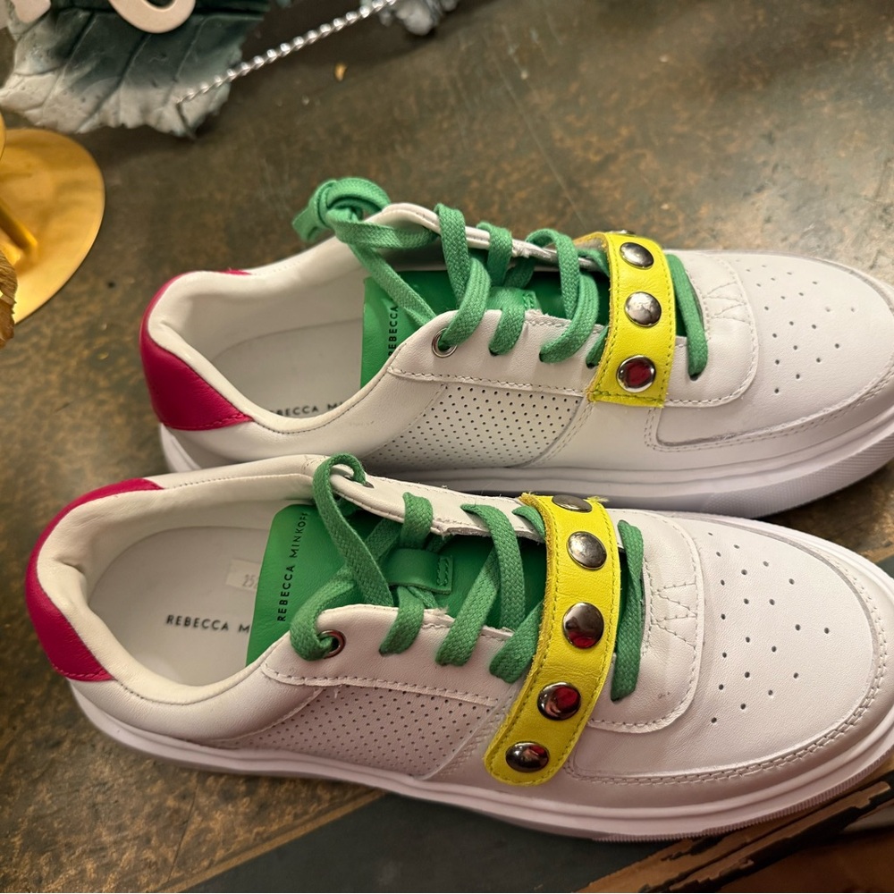 Rebecca Minkoff size US 9 new Colorful Sneakers with Green and Pink Accents